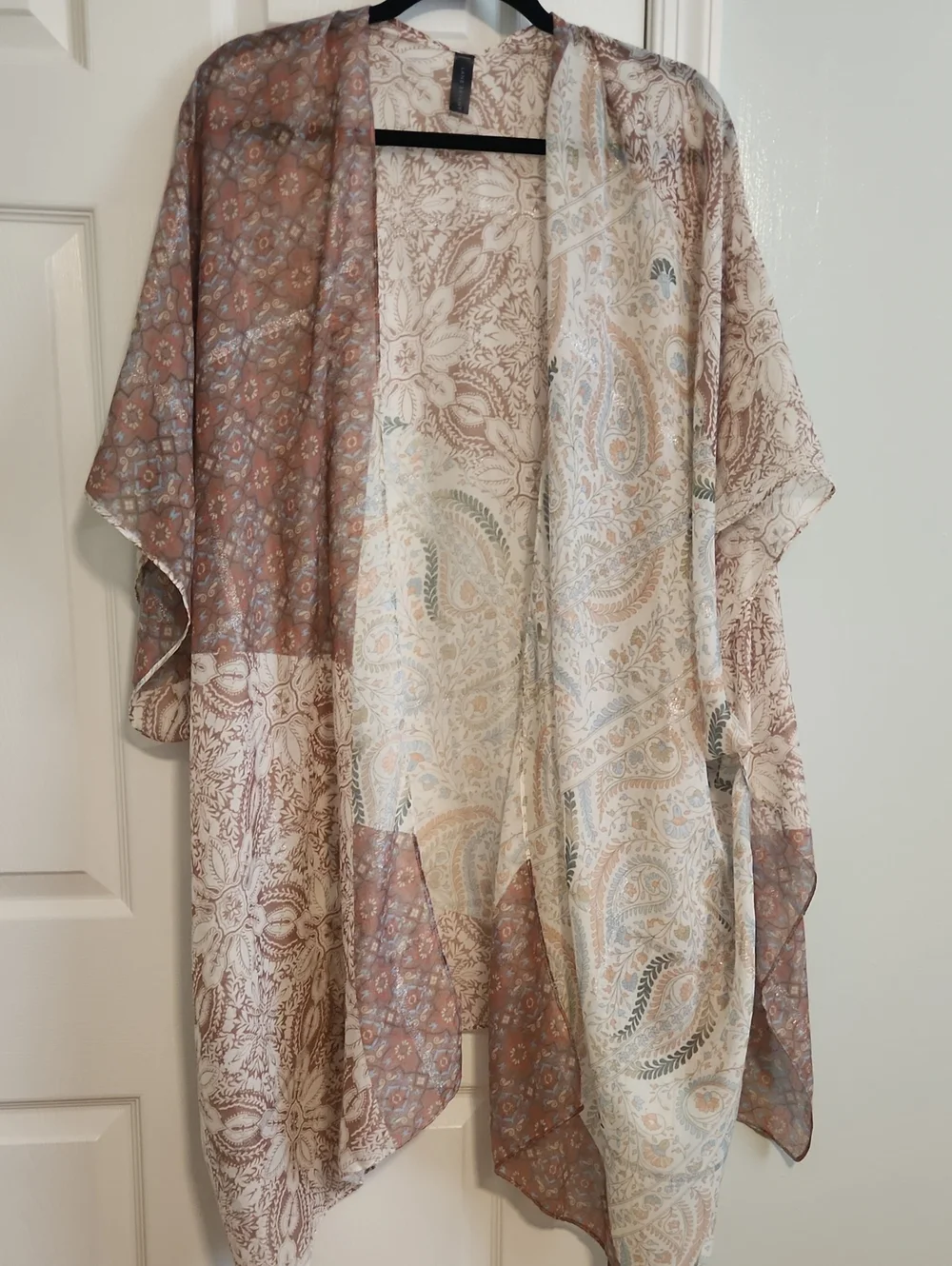 Lane Bryant Sheer Paisley & Floral Kimono in Blush and Cream